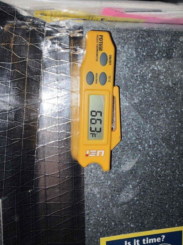 Completed routine cooling maintenance member visit on outdoor HVAC unit. Performed system inspection with access panel removed, verifying proper operation of electrical components including capacitor, contactor relay, and associated wiring connections. Documented supply air temperature reading of 85.3°F at ductwork using calibrated digital thermometer, confirming system performance within normal parameters.