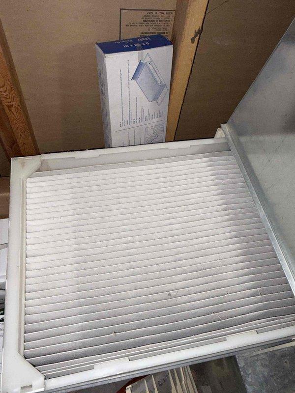 Completed final prepaid club maintenance visit on air handler system. Replaced dirty air filter with new unit, verified proper airflow and system operation. Performed electrical diagnostics using multimeter, confirmed voltage readings at 23.7V within normal operating parameters for control circuit.
