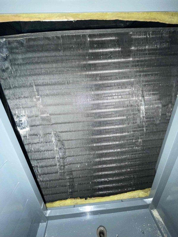 Completed cooling maintenance club visit on air handler system. Inspected and documented control board operation showing EP7 display code, verified all electrical connections and wiring harnesses secure at terminal strip and circuit board connections. Documented condition of air handler unit installed above bathroom space, noting foil-faced insulation intact with normal dust accumulation on ductwork surfaces.
