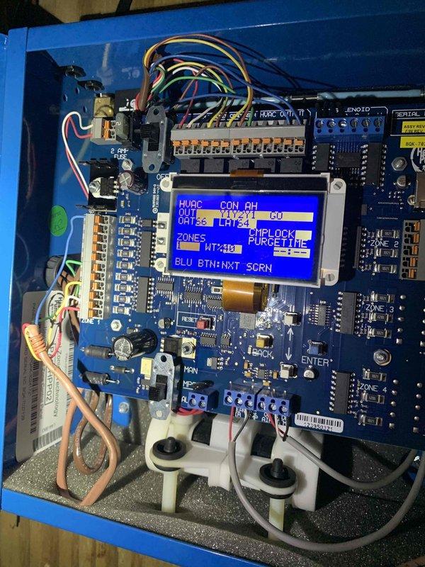 Responded to no communication between thermostat and air handler. Upon arrival, inspected zone control system and circuit boards within the air handler cabinet. Found communication failure between thermostat and zone control board. Verified all wire connections at terminal blocks and traced low-voltage wiring throughout the system. Reset zone control panel, cycled power to the unit, and restored proper communication protocol between thermostat and air handler. Tested system operation through multiple heating cycles to confirm thermostat commands were being received and executed properly by the equipment. System now operating normally with full thermostat control restored.