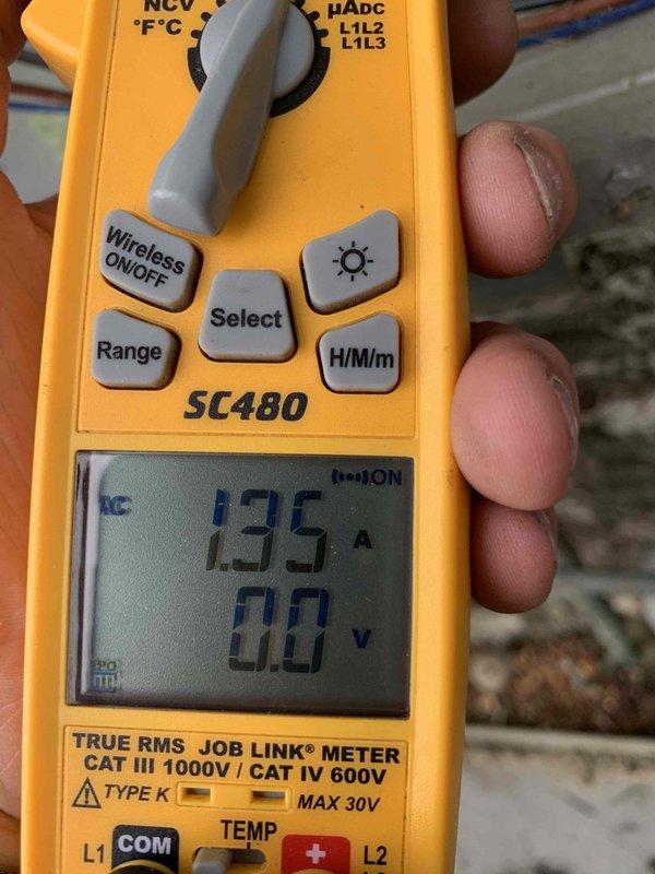 Responded to no cooling complaint at residential property. Upon arrival, homeowner reported air conditioning system compressor running but failing to produce temperature change. Performed system diagnostic including electrical testing with multimeter, which indicated 135 amp draw on compressor circuit. Inspected return air system and identified severely clogged air filter restricting airflow to evaporator coil. Replaced dirty filter with new unit. System airflow restored and cooling operation verified normal after filter replacement.