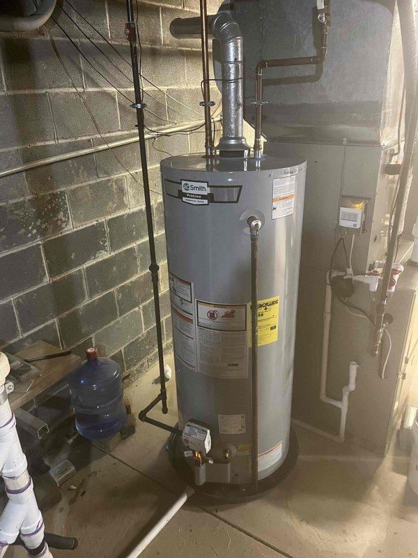 Performed complete tank flush on A.O. Smith water heater to address manganese contamination in the water supply. Drained sediment from tank, inspected anode rod condition, and sanitized the system to eliminate mineral buildup and improve water quality. All plumbing connections were checked for leaks during the refill process, and the unit was returned to normal operation.