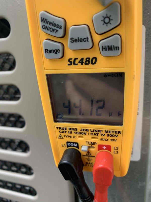 Completed annual AC tune-up on 15-year-old air conditioning system as part of club membership maintenance visit. Performed comprehensive inspection including temperature differential measurements, which showed unit operating at 44.12°F at the evaporator coil. Noted significant rust and corrosion present on refrigerant lines and coil components, though system is currently functioning properly. Documented existing condition with photos for future reference and recommended monitoring corrosion progression during subsequent maintenance visits.