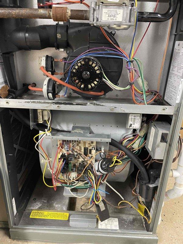 Completed cooling maintenance on air handler unit as part of preventative maintenance program. Performed comprehensive electrical diagnostics including capacitor testing, which measured 3402 microfarads using calibrated digital multimeter to verify proper component operation. Inspected blower motor assembly, control board, gas valve connections, and all associated wiring for signs of wear or damage. Verified all electrical connections were secure, checked condensate drainage system, and confirmed proper airflow through the unit. All components found operating within manufacturer specifications with no deficiencies noted at time of inspection.