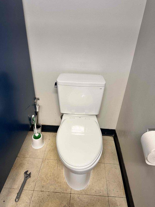 Responded to reported leaking conditions affecting both sink and toilet in the same bathroom. Upon arrival, found toilet already shut off at the supply valve. Conducted visual inspection of the toilet assembly and surrounding water supply lines. Observed concerning condition of existing water supply lines that may require further attention. Due to the extent of potential issues and the shut-off status of the fixture, recommended complete toilet replacement rather than attempting repairs to avoid cascading complications. Documented existing conditions with photographs for assessment and future reference regarding both the toilet fixture and questionable water line connections.