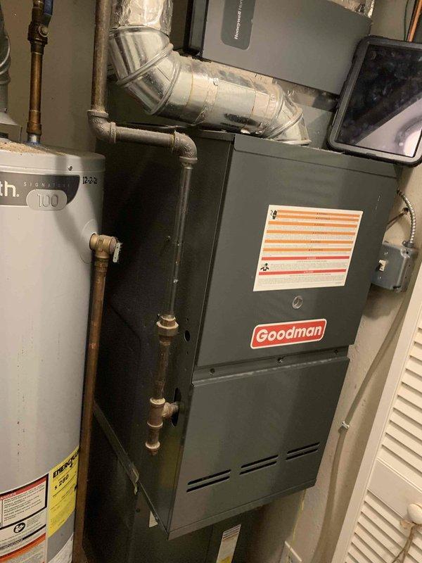 Responded to service call for Goodman furnace experiencing control issues following power outages and surges. Upon inspection, found system requiring manual reset after each power interruption to restore heating operation. Evaluated furnace control board, thermostat wiring, and electrical connections. Documented equipment condition and discussed power surge protection options with homeowner to prevent future control board damage and eliminate need for repeated manual resets.