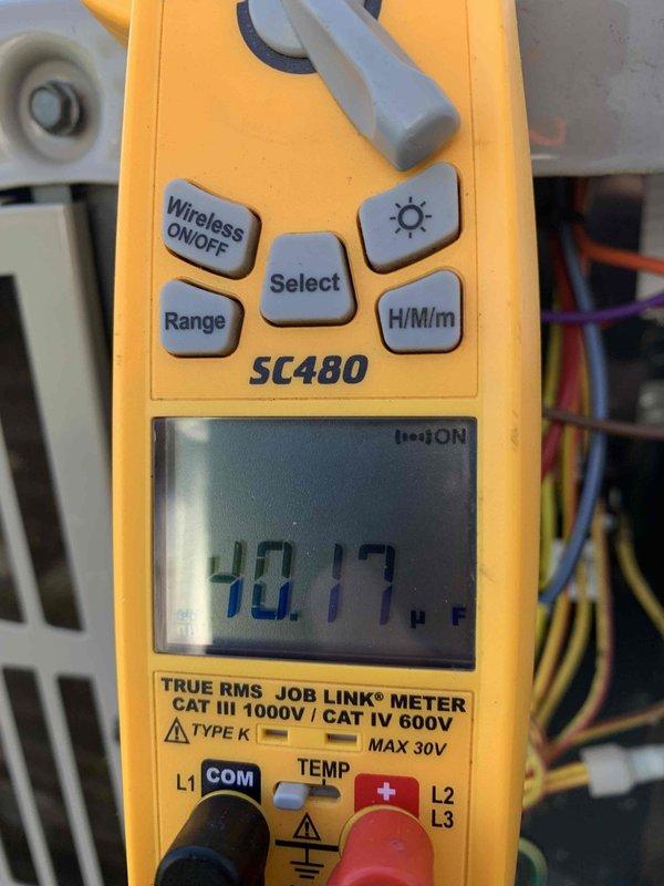 Completed cooling maintenance club visit on air handler system. Performed standard maintenance inspection and diagnostic testing of electrical components using digital multimeter, verifying proper voltage readings and system operation. Unit operational at time of departure with all parameters within normal specifications.