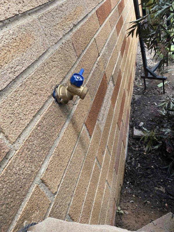 Responded to service call for leaking outdoor hose bib that would not shut off completely. Upon inspection, found the spigot valve stem washer had deteriorated, causing continuous water seepage even when handle was in closed position. Additionally, identified that the associated interior shut-off valve was inoperative, preventing isolation of the outdoor fixture for repairs. Replaced the outdoor spigot assembly with new frost-free hose bib, ensuring proper seating and seal. Verified interior shut-off valve functionality and confirmed complete water flow control at both the outdoor fixture and interior isolation point. Tested system under full pressure to confirm leak elimination and proper operation of both valves.