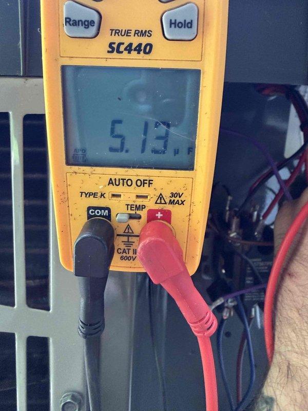 Performed scheduled cooling maintenance on American Standard SILVER model 5A7A3042A1000AA heat pump system manufactured March 2025. Conducted comprehensive system inspection including verification of unit nameplate data, electrical specifications (208-230V, 60Hz, 20.0A minimum circuit ampacity), and R-32 refrigerant charge (4 lbs 11 oz). Utilized digital multimeter to measure and verify electrical parameters, recording voltage reading of 5.13V during diagnostic testing. Inspected exterior panel condition, confirmed proper labeling and safety warnings intact. Completed all maintenance tasks per club membership plan requirements and prepared system for optimal performance during upcoming cooling season.