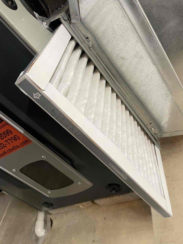 Completed comprehensive AC tune-up on 6-year-old residential cooling system. Performed standard maintenance protocol including inspection of air handler components, verified proper air filter installation and condition, and conducted internal equipment diagnostics using borescope camera to assess blower assembly and ductwork integrity. All system components found operating within normal parameters with no deficiencies noted.