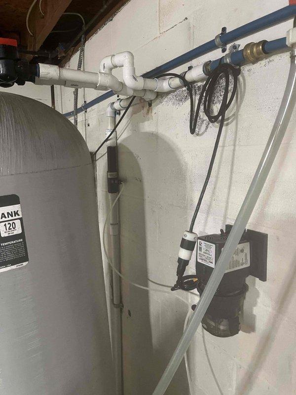 Completed follow-up service visit for water softener salt delivery and system inspection. Delivered salt supply to maintain proper water softener operation. Verified water softener system functionality, checked salt levels in brine tank, and confirmed proper water heater and plumbing connections. All components operating within normal parameters.