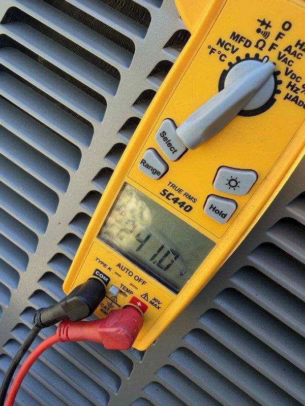Completed HVAC club membership maintenance visit and system inspection. Performed standard diagnostics including voltage testing which confirmed 24V control circuit operation within normal parameters. Inspected exterior equipment components and verified proper ventilation clearances. Customer membership requires renewal prior to next scheduled service visit.