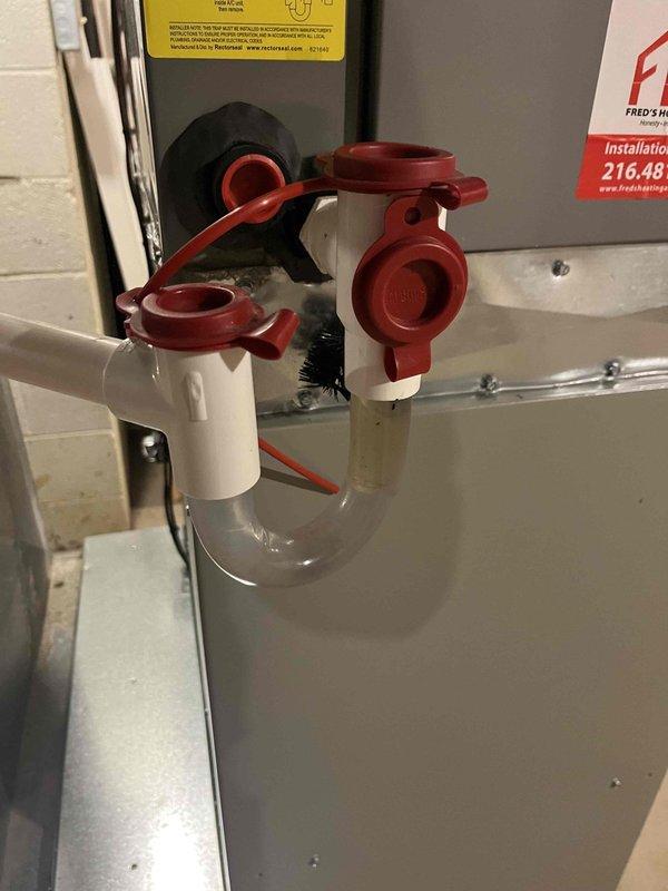 Completed cooling maintenance on three air handler units as part of preventive maintenance membership service. Inspected refrigerant line connections, service ports, and condensate drain systems on all units. All equipment found to be in good operating condition with proper refrigerant connections, intact safety labels, and clear drain lines showing normal operation.