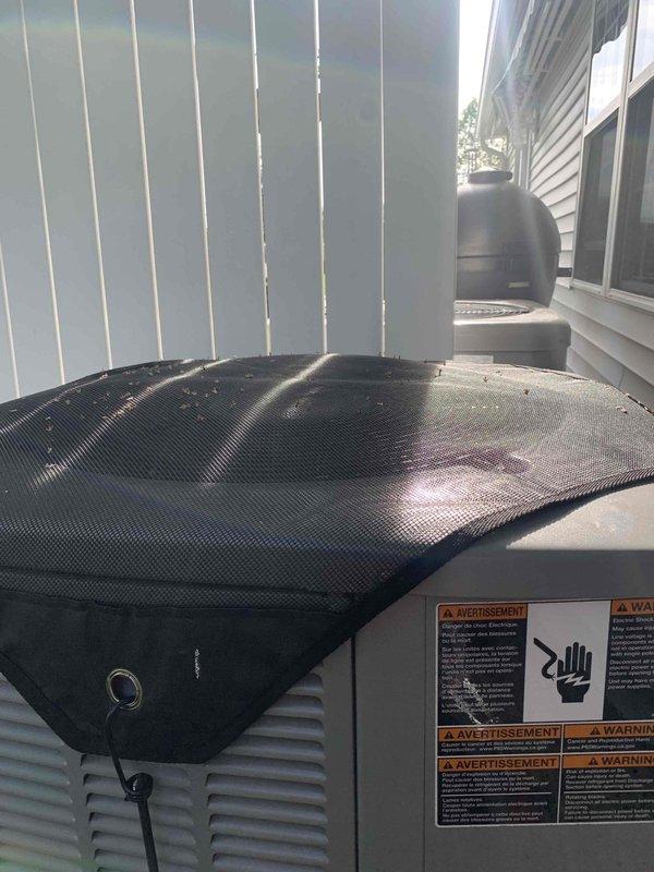 Replaced failed condenser fan motor and fan blades on outdoor HVAC unit. Verified proper motor operation and electrical readings using digital multimeter, confirming system returned to normal operating parameters.