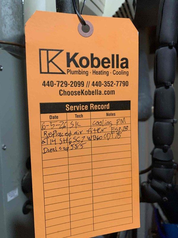 Completed cooling preventive maintenance for club member. Replaced air filter and performed comprehensive system inspection. Recorded amperage draw of 12.13A with voltage readings within normal parameters. Updated service record tag with maintenance details and equipment information. All system components operating within manufacturer specifications.
