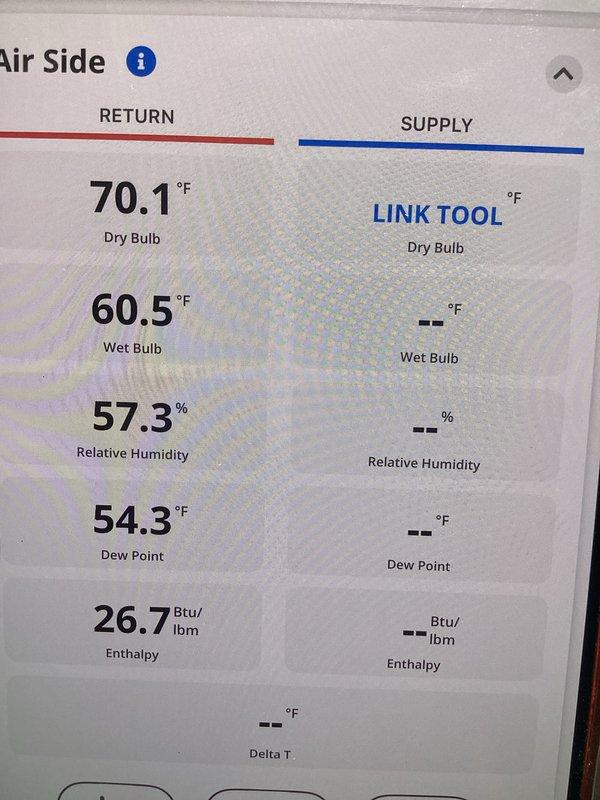 Completed cooling maintenance club visit on R-410A system. Performed comprehensive system diagnostics using digital manifold gauges and psychrometric measurements. Suction pressure measured at 115.6 psig with superheat at 18.1°F, indicating proper refrigerant charge. Liquid line pressure recorded at 324.3 psig with subcooling at 12.7°F, confirming optimal system performance. Air side measurements showed return air at 70.1°F dry bulb with 57.3% relative humidity. All operating parameters within manufacturer specifications. System operating efficiently with no deficiencies noted.
