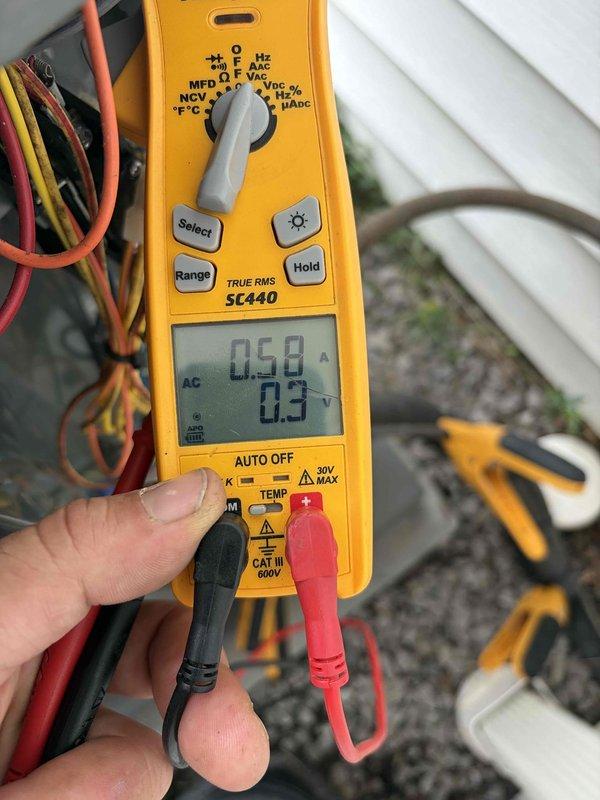 Completed routine maintenance on two residential air conditioning systems with ages of approximately 2 years and 4-5 years. Performed comprehensive tune-up procedures on both units including inspection of air handlers, verification of electrical readings using clamp meter showing 0.58 amps and 0.3 volts, and examination of system components. Both systems found operating within normal parameters with no deficiencies noted.