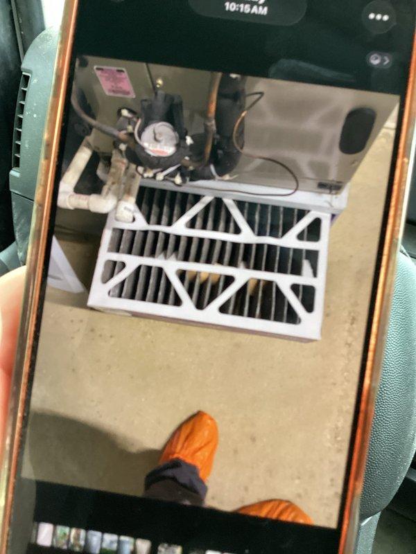 Responded to no-cooling complaint on residential air conditioning system. Upon inspection, found severely clogged air filters restricting airflow to the unit. Removed and replaced dirty filters with new pleated filters, restoring proper system operation and airflow. Unit tested and confirmed cooling functionality restored.