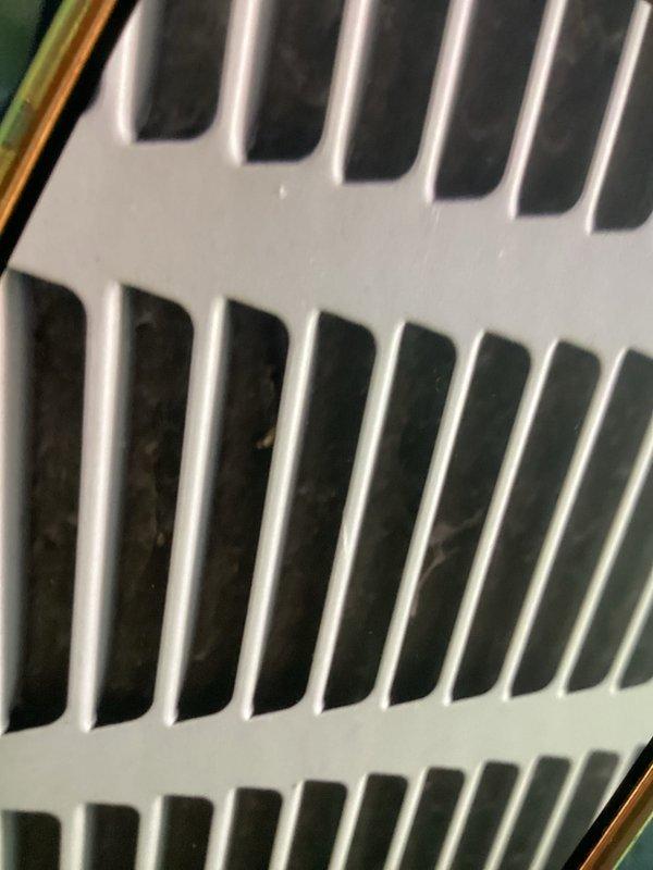 Responded to service call for no airflow from system following recent furnace installation with new thermostat. Upon inspection, discovered return air grille was blocked with accumulated dust and debris restricting airflow. Cleaned and cleared return air filter/grille to restore proper air circulation through the HVAC system, resolving the airflow issue and restoring normal system operation.