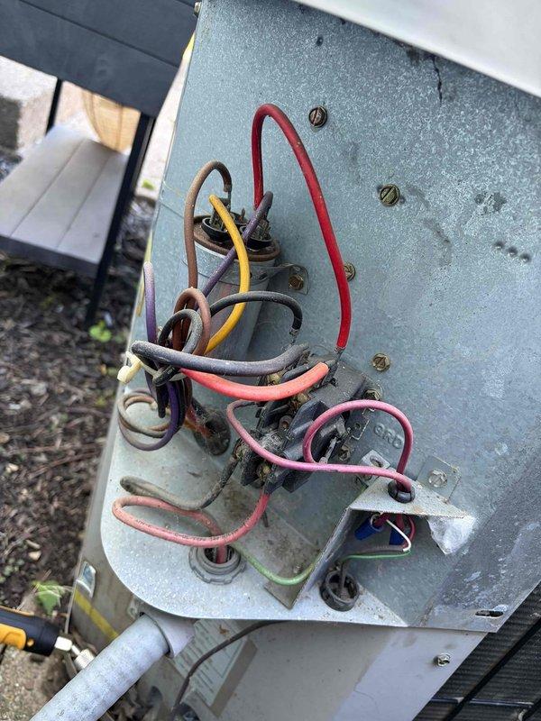 Responded to callback for recent HVAC installation with water leakage issue. Upon arrival, inspected condensate drain system and electrical connections at outdoor unit. Identified improper condensate line installation causing water discharge near foundation. Verified all electrical connections at compressor and capacitor were secure and properly terminated. Corrected condensate drain routing to ensure proper water evacuation away from structure, eliminating risk of water damage to interior flooring. System tested and confirmed operating within normal parameters with no further leakage observed.