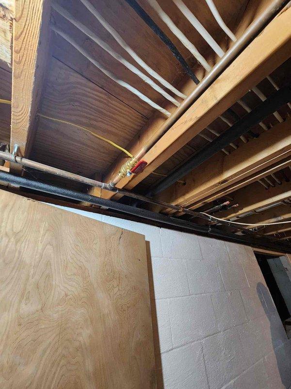 Performed comprehensive water quality testing for newly constructed residential property. Collected water samples from main supply line in unfinished basement utility area and conducted standard potability analysis to establish baseline water conditions for homeowner records.