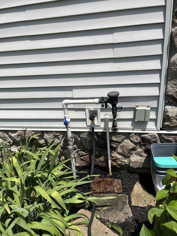 Replaced two leaking frost-free outdoor spigots with new fixtures to restore proper operation and prevent water waste. Performed pressure testing on flow valve which indicated elevated pressure readings, and enrolled customer in maintenance club membership for ongoing service benefits.