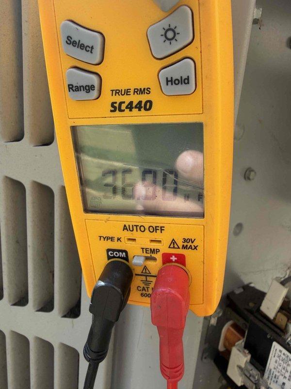 Completed cooling maintenance club visit and delivered complimentary furnace filter to member. Performed system inspection with visual assessment of air filtration components, noting significant particulate accumulation on existing filter media requiring replacement. Utilized Fieldpiece SC440 True RMS multimeter to verify electrical parameters and system performance during maintenance evaluation.