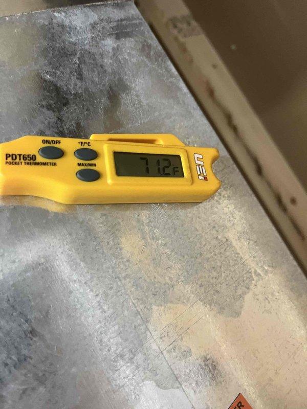 Completed HVAC club membership renewal maintenance visit on air handler unit. Performed system inspection and temperature verification, recording 71.9°F at equipment surface. Inspected electrical components including dual-run capacitor rated at 45/5 MFD 440V, confirmed proper wire connections and mounting hardware secure. All components operating within normal parameters.