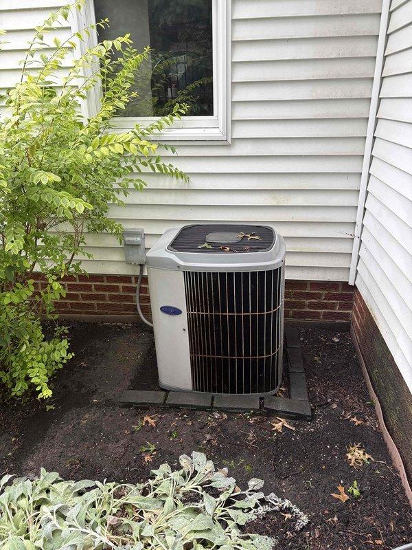 Conducted replacement estimate for 29-year-old Carrier air conditioning system that is no longer operational, affecting cooling throughout entire home. Assessed existing indoor Payne furnace with air handler and outdoor Carrier condensing unit, documented current equipment configuration and condition, and provided comprehensive replacement options for complete system upgrade.