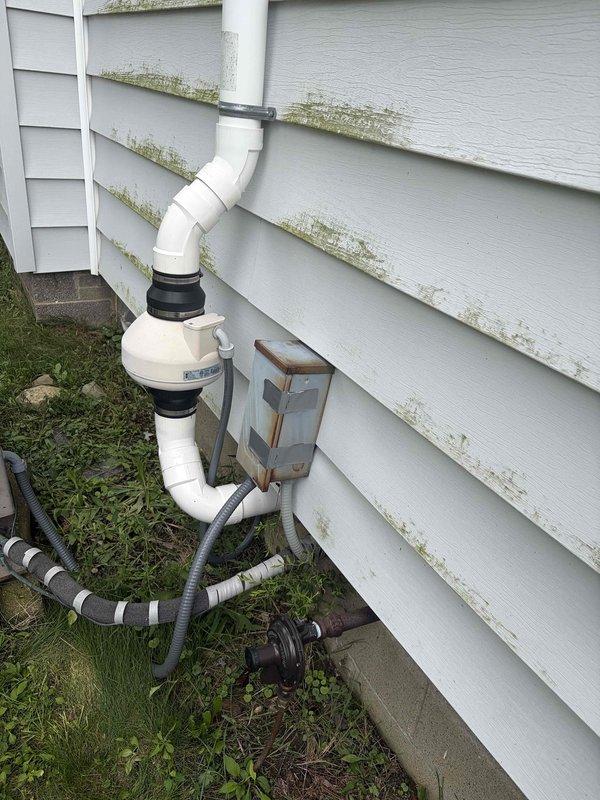 Responded to no cooling complaint and diagnosed reversed refrigerant line connections at the condenser unit. The system was discharging cold air outside due to improper line orientation. Corrected the refrigerant line connections at the outdoor unit, verified proper airflow direction, and confirmed system returned to normal cooling operation.