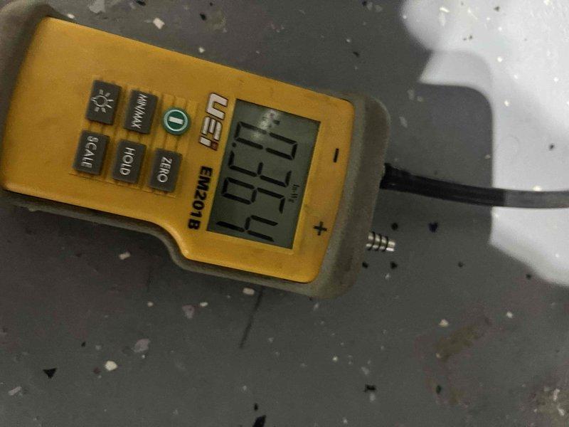 Completed club membership enrollment for air handler system. Performed routine maintenance inspection, documented equipment conditions with diagnostic readings using EMF meter, and photographed outdoor condensing unit installation including electrical connections and refrigerant lines.