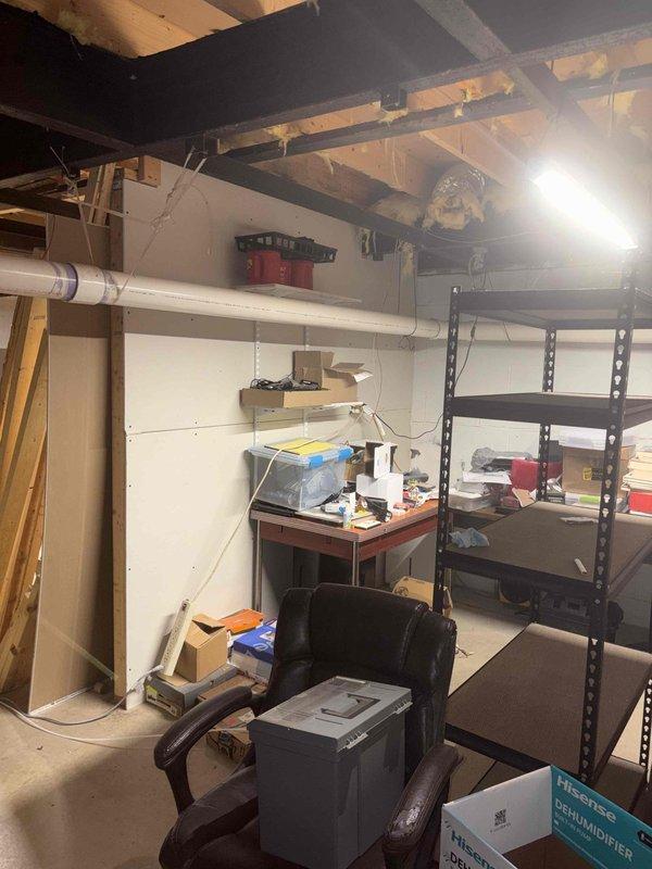 Conducted on-site assessment for mini split installation in unfinished basement utility area. Evaluated existing electrical panel capacity and available breaker spaces to accommodate new mini split system requirements. Documented workspace layout, ceiling joist configuration, and potential mounting locations for indoor air handling unit. Provided comprehensive quote for mini split system installation including electrical connections and equipment placement recommendations.