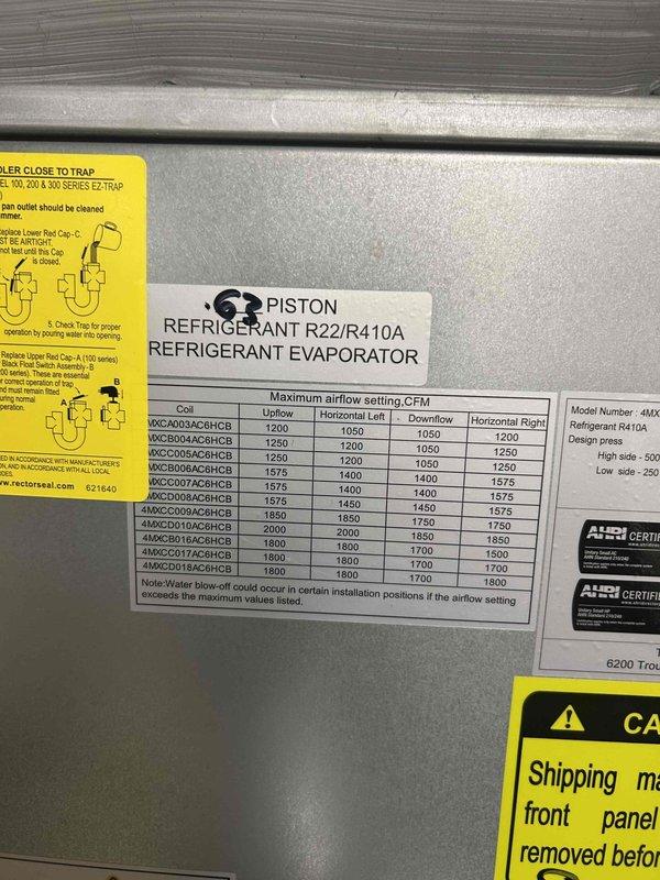 Responded to customer report of water dripping sound from HVAC system. Converted scheduled cooling maintenance visit to service call to address ongoing water issue. Inspected R22/R410A refrigerant evaporator coil and condensate drainage system in basement mechanical room. Documented equipment conditions including furnace, air handler, and associated ductwork. System was shut off by customer prior to arrival due to persistent dripping concern, requiring diagnostic evaluation of condensate trap and drain line configuration per manufacturer specifications.