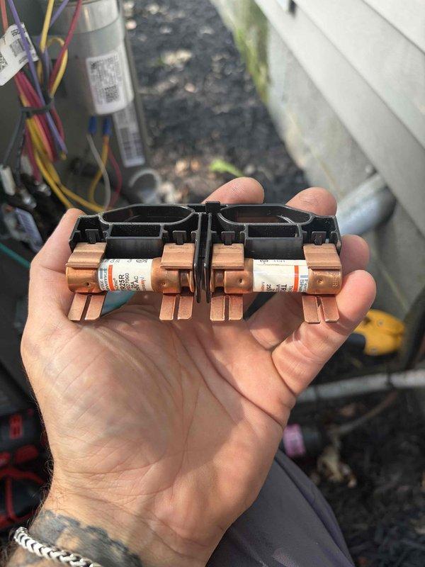 Completed cooling maintenance for club member. Performed comprehensive system inspection including electrical components, verifying proper fuse operation and condition, and inspecting exterior service disconnect box. All electrical connections checked and found secure, system operating within normal parameters.
