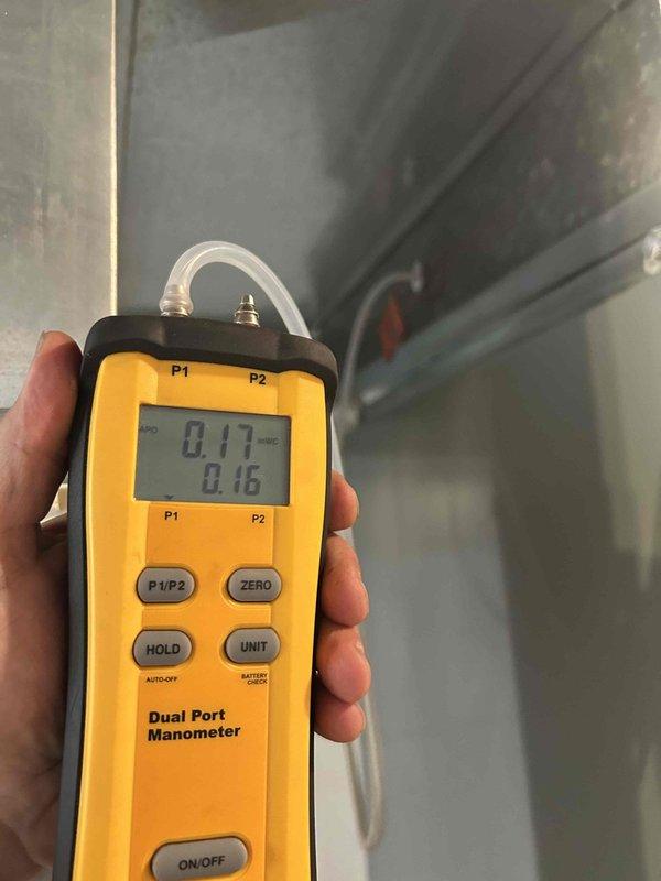 Completed club maintenance visit for both cooling and heating systems. Performed diagnostic testing using clamp meter and dual-port manometer to measure electrical amperage and system pressures on air handler unit. Addressed member inquiries regarding T&P valve operation and provided technical guidance on proper system function.