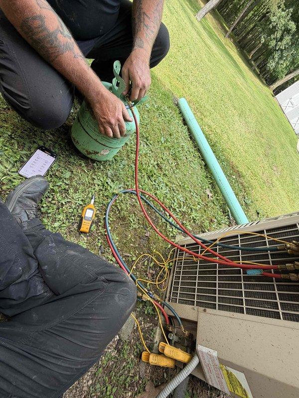 Returned to complete sold repair work on residential air conditioning system. Performed diagnostic testing using digital multimeter with leads connected to condenser unit to verify electrical readings and system performance. Measured ambient humidity levels at 66.15% using digital humidity meter during service call. Replaced defective capacitor with new component and conducted final system testing to ensure proper operation of outdoor condensing unit.
