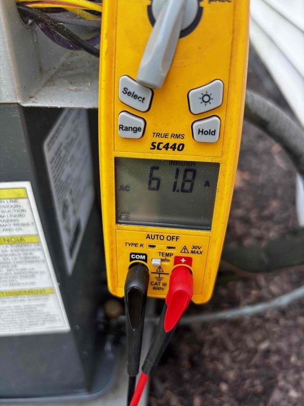 Completed HVAC club membership renewal maintenance visit on air handler system. Performed comprehensive system diagnostics including static pressure measurements reading 845.2 using calibrated digital manometer and electrical current draw analysis showing 61.8 amperes on system components. All measurements within acceptable operating parameters for continued system performance.