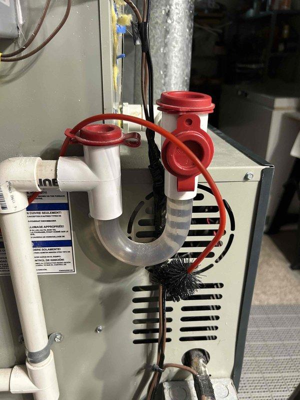 Completed preventive maintenance club visit on air handling system. Inspected ductwork, verified proper installation of flexible duct connections, and serviced condensate drain trap assembly with cleaning to ensure proper drainage and system operation. Customer expressed interest in prepaid cooling visit package for ongoing maintenance.