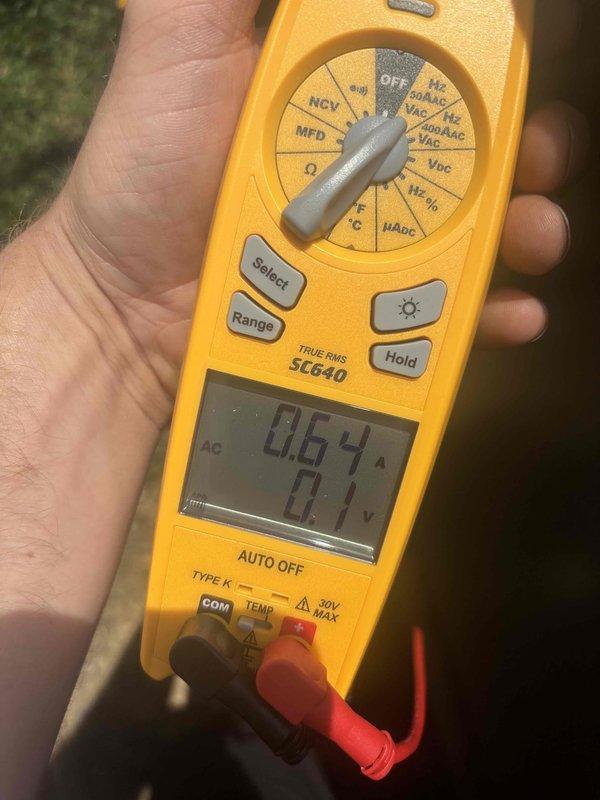 Completed cooling maintenance club visit on air handler system. Performed comprehensive electrical diagnostics using digital multimeter, measuring voltage and amperage readings to verify proper system operation. All electrical components tested within normal operating parameters. System operating efficiently with no issues found during inspection.
