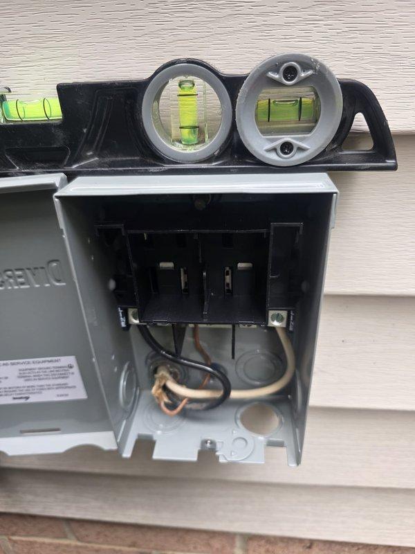 Completed full HVAC system installation with new outdoor condensing unit and electrical service connections. Installed 300-amp fused disconnect box with TR30R fuses and proper copper wiring terminations to exterior wall, ensuring all electrical connections meet code requirements and system specifications. All components tested, leveled, and verified operational upon completion.