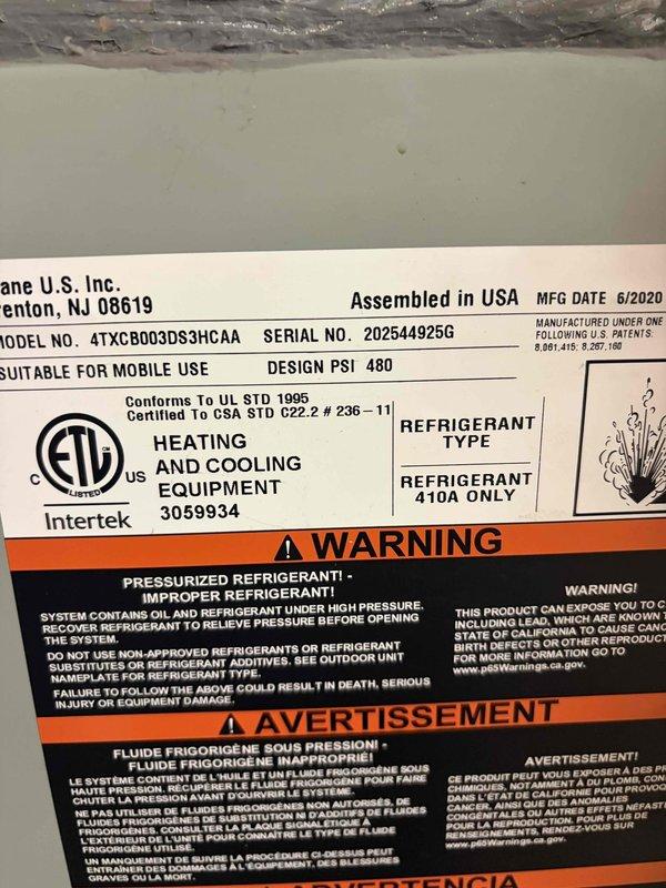 Responded to no-cool call for upstairs Trane unit (Model 4TXCB003DS3HCAA, manufactured June 2020) with reported weak airflow. Upon arrival, inspected system and found clean air filter installed with proper airflow. Verified unit operation, checked refrigerant levels, and confirmed system functionality. Educated customer on proper system operation and maintenance schedules to prevent future issues.