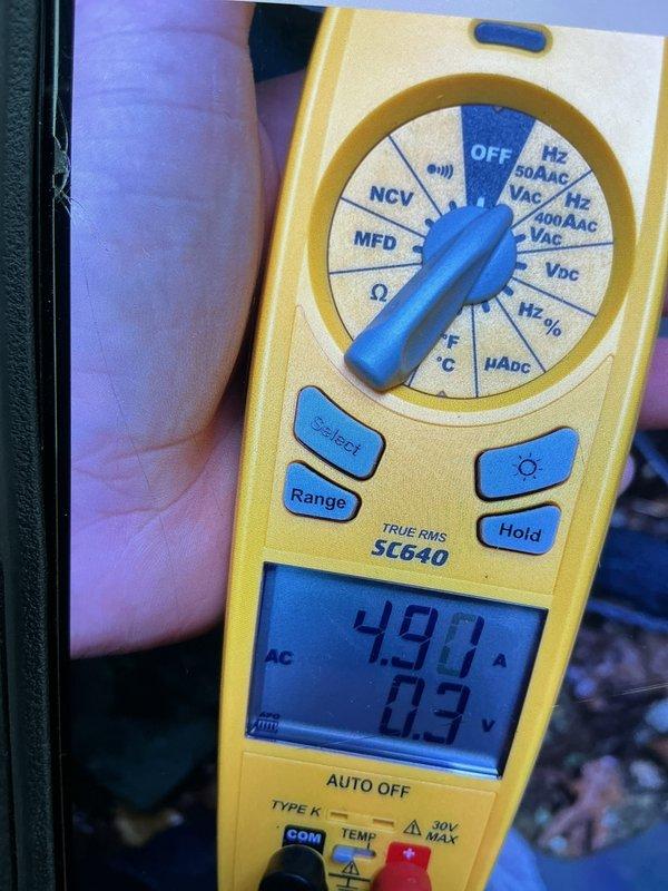 Performed club visit maintenance inspection and evaluation. Customer expressed interest in enrolling in maintenance program, provided pricing quote for annual service agreement. Conducted electrical measurements using digital multimeter, recording amperage and voltage readings to assess system performance and verify proper electrical operation of HVAC equipment.