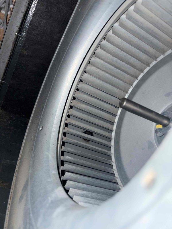 Completed routine cooling maintenance for club member. Performed comprehensive inspection of air handling unit including blower assembly and control board. Blower wheel showed normal dust accumulation with no blade damage or deterioration. Verified proper operation of control board, relays, and all electrical connections. All system components found in functional condition with typical wear patterns for equipment age.