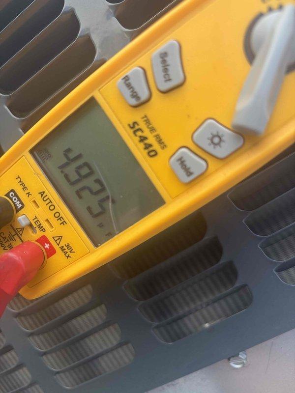 Completed routine maintenance visit on 3-year-old AC system under maintenance agreement. Performed comprehensive system inspection, replaced air filter, verified electrical readings at 197V, measured supply plenum temperature at 41.4°F with 12°F subcooling, recorded return air at 72°F dry bulb/54°F wet bulb, and confirmed proper drainage. System operating within normal parameters with no issues found.