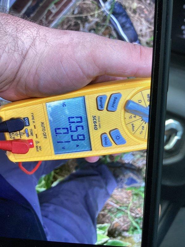 Completed cooling maintenance for club member's air handler unit. Performed system diagnostics and electrical testing using digital multimeter, recording voltage and amperage readings to verify proper system operation. All measurements were within normal operating parameters, and unit is functioning as designed.