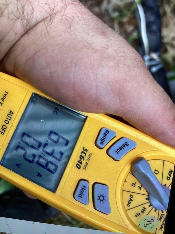Completed cooling maintenance for club member's air handler unit. Performed system diagnostics and electrical testing using digital multimeter, recording voltage and amperage readings to verify proper system operation. All measurements were within normal operating parameters, and unit is functioning as designed.
