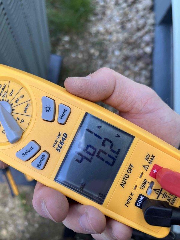 Completed routine cooling maintenance for club member on air handler system. Inspected and replaced 20x25x5 HDX air filter to ensure proper airflow and system efficiency. Performed electrical diagnostics using Fieldpiece SC440 meter, recording temperature differential readings of -49.3°F across the evaporator coil, indicating proper refrigerant charge and cooling performance. System operating within normal parameters with no issues identified.