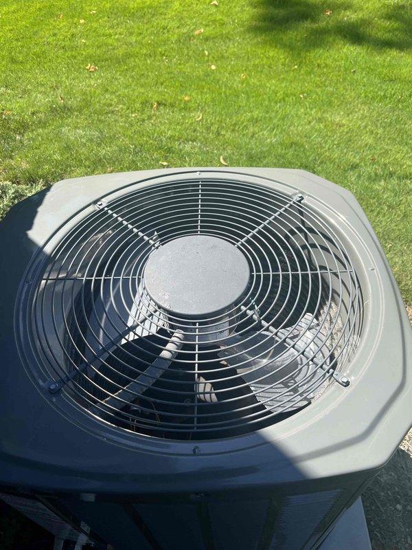 Returned to property to install protective plastic cover on outdoor air conditioning condenser unit. Upon arrival, contacted homeowner as requested prior to beginning work. Successfully secured cover over unit's fan assembly and housing, completing the previously scheduled follow-up service. Unit left in proper protected condition with all components properly covered and secured.