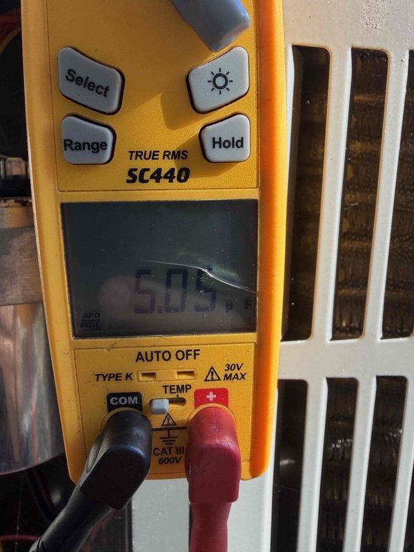 Completed cooling maintenance club visit on upstairs air handler unit. Identified defective two-inch 90-degree elbow on furnace exhaust requiring replacement. Installed new 90-degree elbow fitting with two couplings on PVC exhaust line. Verified proper exhaust temperatures using infrared thermometer and confirmed system electrical readings with multimeter. All repairs completed under warranty coverage.