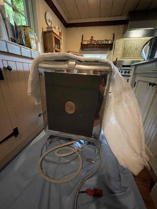 Responded to service call for dishwasher installation at residential property. Successfully removed existing dishwasher unit from cabinet enclosure, disconnected water supply lines and drain connections, and installed replacement dishwasher. Verified proper fit within cabinetry, reconnected all plumbing connections, and tested unit for proper operation and leak-free performance.